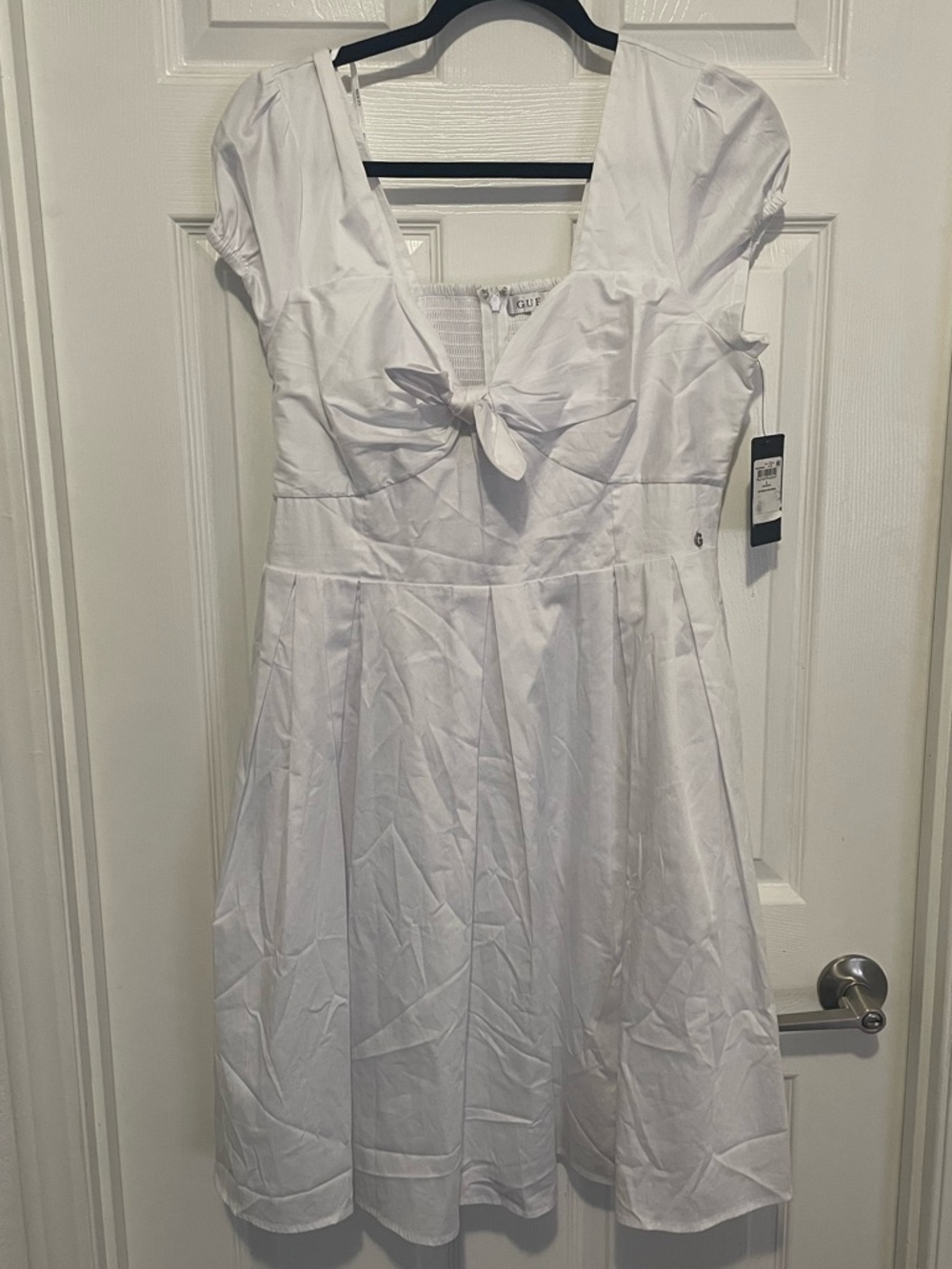 Guess White Tie-Front Mini Dress